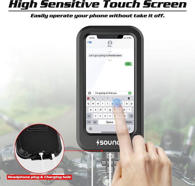 Sounce Bike Phone Mount Waterproof Smartphone Holder For 4 - 7 inches Smartphones| 360 Rotation - Black