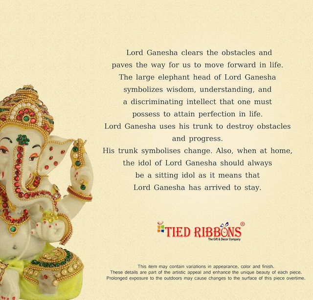 Tied Ribbons Ganesh Idol Statue Showpiece (15 Cm)