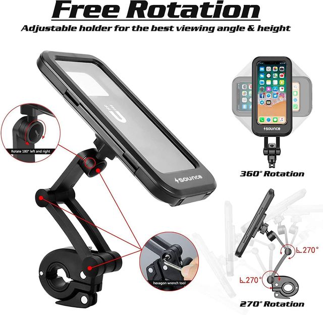 Buy Sounce Bike Phone Mount Waterproof Cell Phone Holder 360 Rotation Motorcycle Phone Case at 399 Instant Online Delivery Zepto