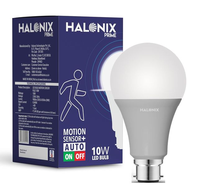 Halonix 10W B22 Auto-On Auto Off Motion Sensor, White Led Bulb