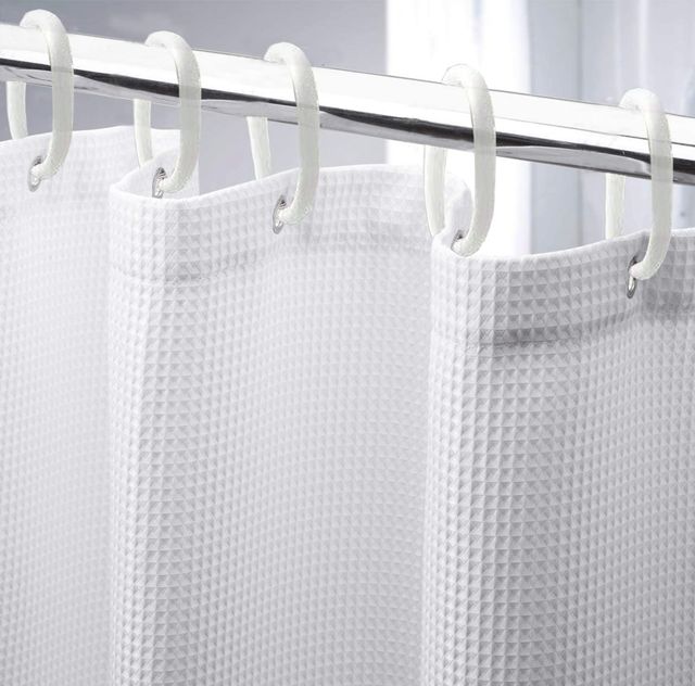 Lushomes Shower Curtain - White | Waffle Weave | 12 Rust Eyelets | 12 Plastic Rings | 72 x 78 inch