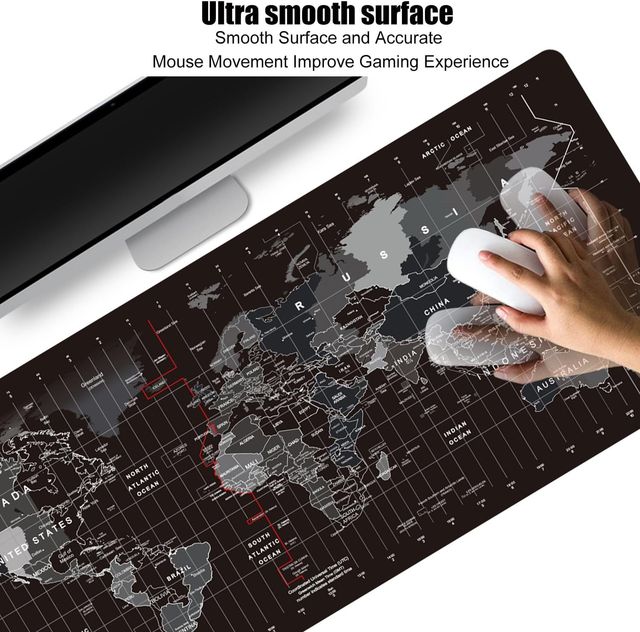 Ailkin World Map Extended Anti-Slip Rubber Gaming Mouse Pad Desk Mat for Computer Laptop