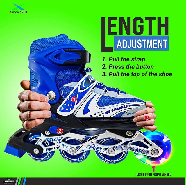 Jaspo Sparkle Adjustable Inline Skates With Front Light Up Wheels