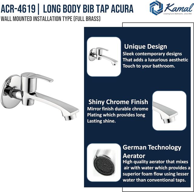 Kamal Long Body Bib Tap - Acura | Acr-4619 Bib Tap Faucet