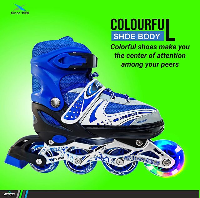 Jaspo Sparkle Adjustable Inline Skates With Front Light Up Wheels