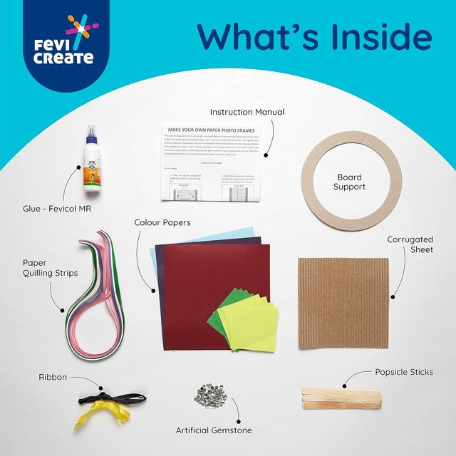 Fevicreate Make Your Own Photo Frame Diy Art And Craft Kit For Kids - Pink Blue
