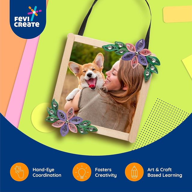 Fevicreate Make Your Own Photo Frame Diy Art And Craft Kit For Kids - Pink Blue