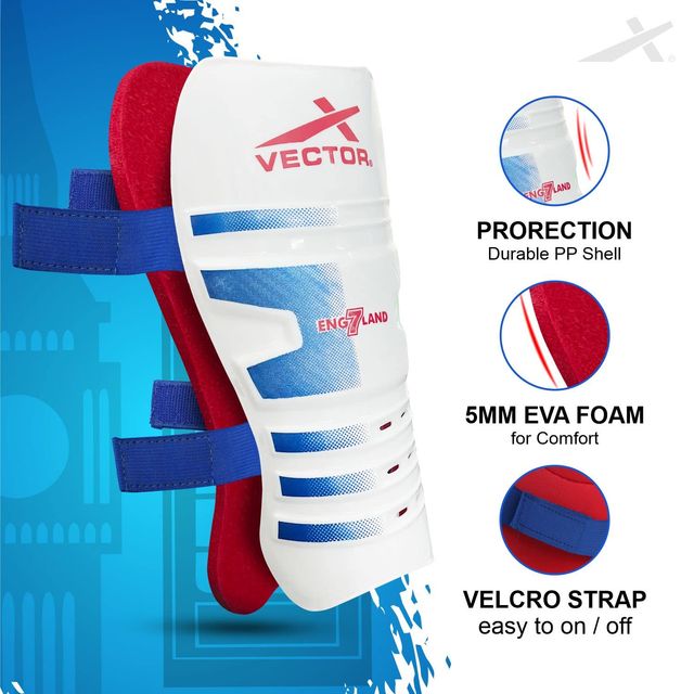 Vector X England Football Shin Guard With Adjustable Velcro Strap | S/M, England
