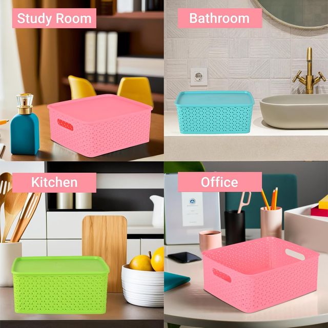 Kuber Industries 3 Pcs Stackable Storage Box Set | Multi-Purpose Organizer for Baby - Multicolor