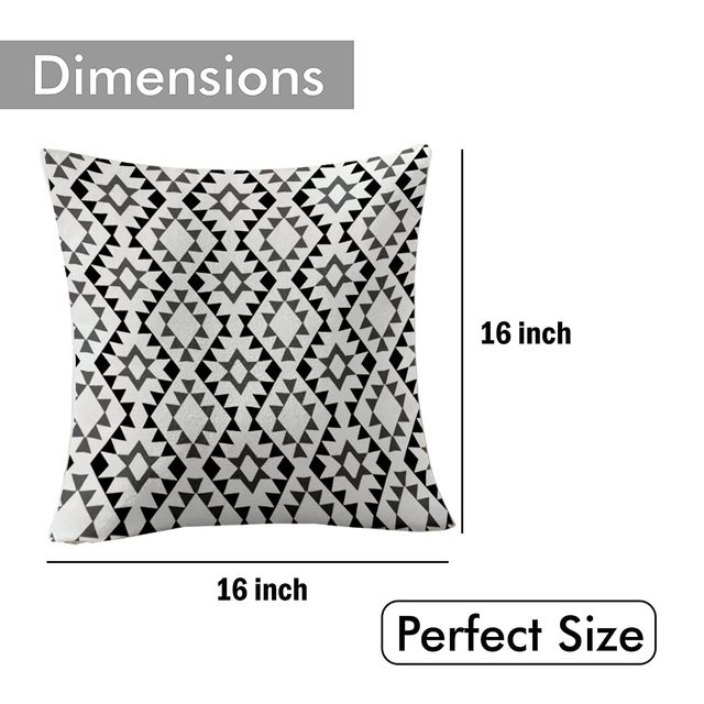 Lushomes Boho Cushion Covers - Black Grey Geometric | 16 x 16 inch