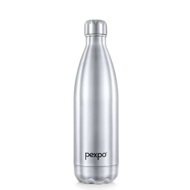 Pexpo Electro 24 Hrs Hot & Cold Isi Certified Flask Stainless Steel Water Bottle - 1000 ml | Silver