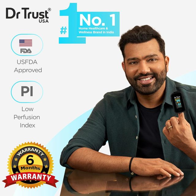 Dr. Trust Signature FingerTip with AUDIO VISUAL ALARM water resistant(Black)Pulse Oximeter