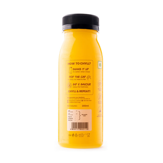 Chyll 100% Fresh Valencia Orange Juice - Cold Pressed(200ml), Chyll 100% Fresh Mango Juice - Cold Pressed(200ml) & Chyll 100% Fresh Sugarcane Juice - Cold Pressed(200ml) Combo