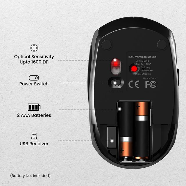 Portronics Toad 30, 2.4 Ghb Wireless Optical Mouse - Black