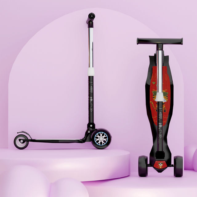 Little Olive Tikes Adjustable Scooter with Wide Brakes, Foldable, for Kids (3-7 Years, Black)