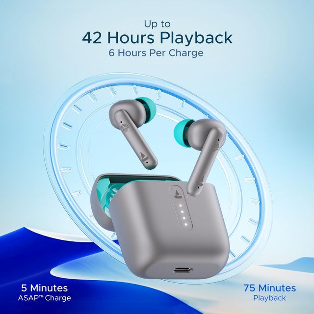 boAt Airdopes 148 Tws Earbuds W/ 42h Playtime, Low Latency Mode for Gaming, Enx Tech(Cyan Cider)