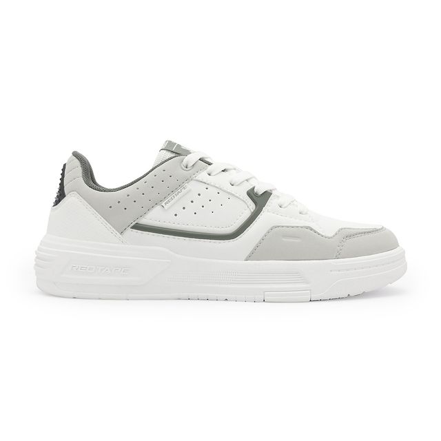 Red Tape Men's Super Sneakers | Sleek Design | Lightweight EVA Sole | White and Grey - UK 6