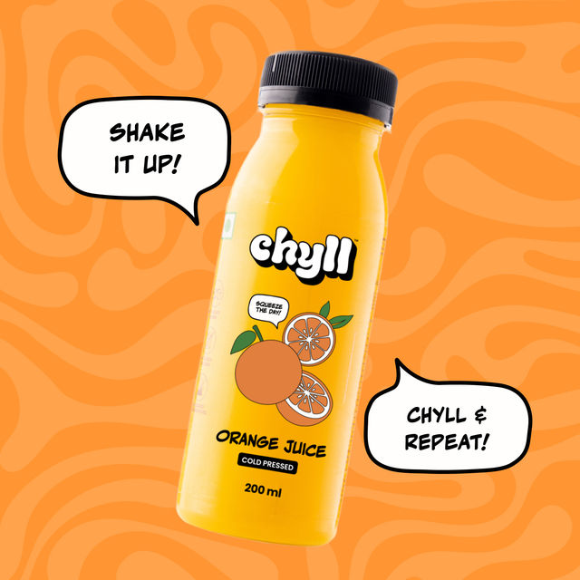 Chyll 100% Fresh Valencia Orange Juice - Cold Pressed(200ml), Chyll 100% Fresh Mango Juice - Cold Pressed(200ml) & Chyll 100% Fresh Sugarcane Juice - Cold Pressed(200ml) Combo