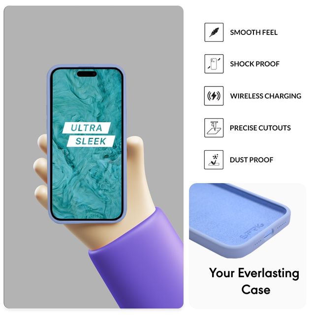 Sprig Designer Back Cover for Apple Iphone 15 Plus Liquid Silicone Shock Proof | Blue | MagSafe Compatible