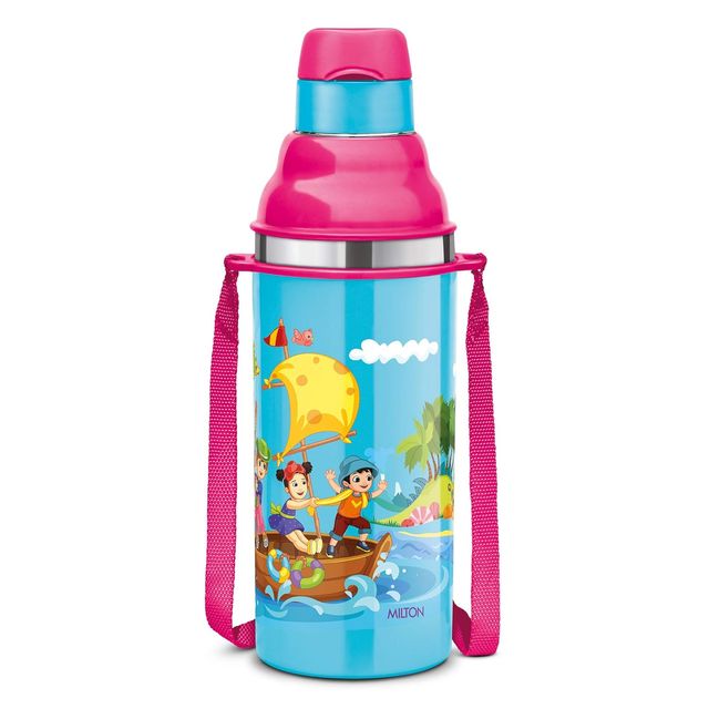 MiLiteron Kool Stunner 400 Kids Plastic Insulated Water Bottle With Straw | 404 ml | Blue