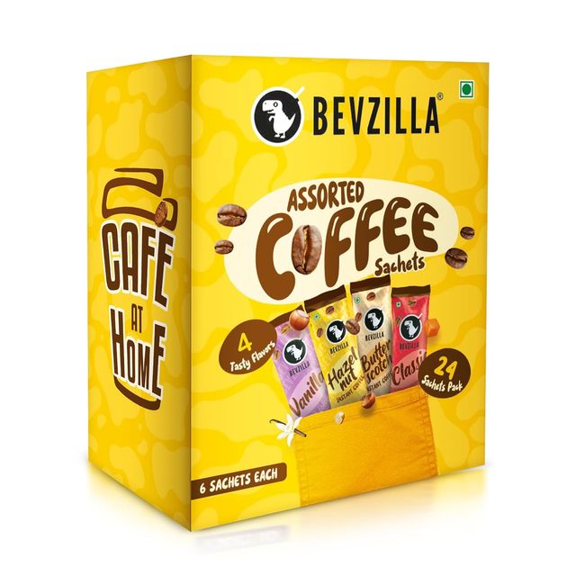 Bevzilla Butterscotch, Classic, Hazelnut, and Vanilla Medium Roast Organic Instant Coffee