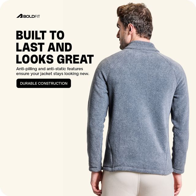 Boldfit Sweatshirt For Men Half Zipper Heavy Fleece Thermal Pullover Anti-Pilling | Aero Grey | XL