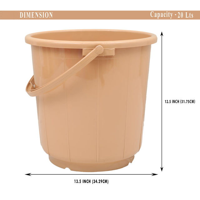 Jalore Opaque Plastic Bucket With Plastic Handle | Beige |20 L