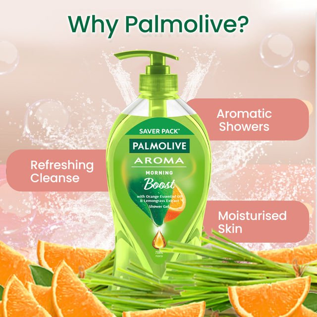 Palmolive Orange Essential Oil & Lemongrass Aroma Morning Boost (Tonic), Brightening Body Wash 750 ml Combo