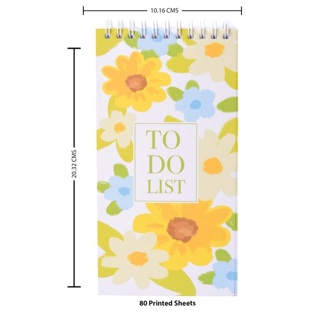 Papboo To-Do List With 80 Planing Pages 4*8 Inches, 70 Gsm Paper - Floral