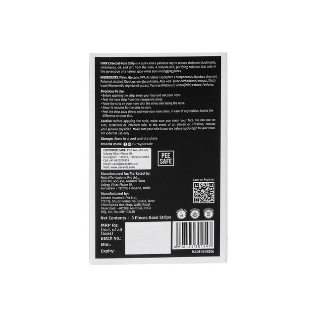 FURR By Pee Safe Charcoal Nose Strips | Instant Blackhead Removal & Deep Pore Cleansing