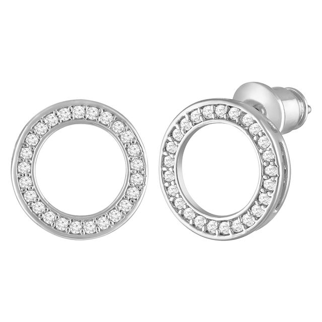 Peora Silver Plated Cubic Zirconia Studded Round Pendant Chain & Stud Earrings Fashion Jewellery