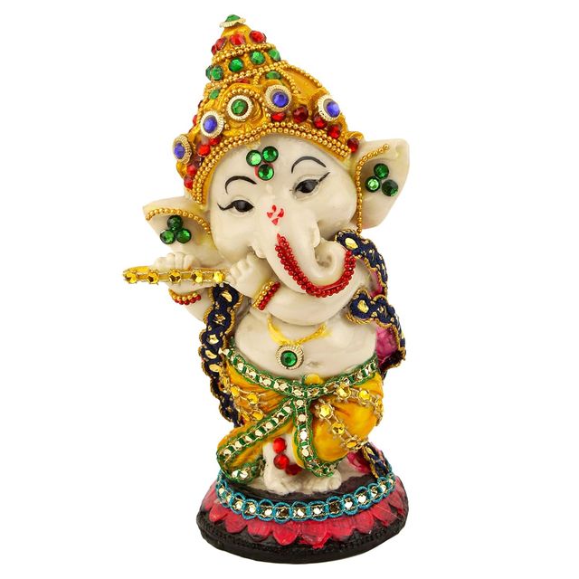 Tied Ribbons Ganesh Idol Statue Showpiece (15 Cm)