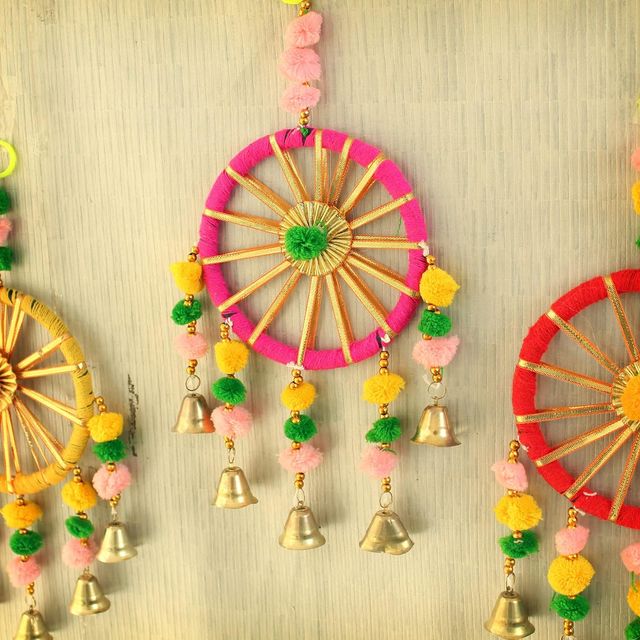 Tied Ribbons Set Of 4 Wall Door Hanging Latkan Toran With Bells