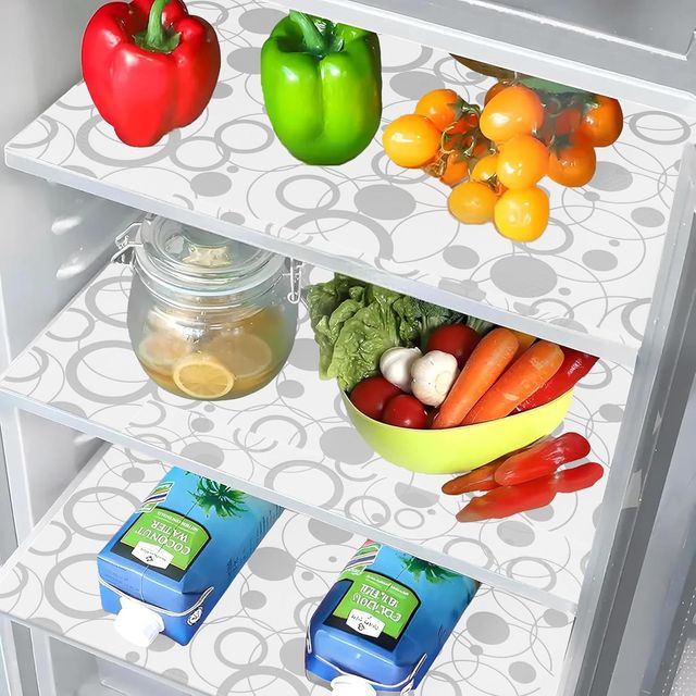Kuber Industries Pack of 6 PVC Circle Design Multipurpose Refrigerator Drawer Mat (White)
