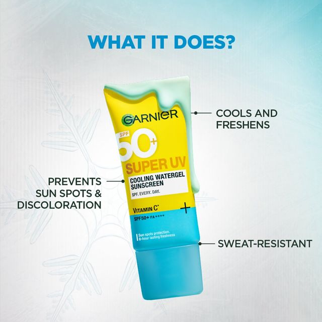 Garnier Super UV Cooling Water Gel Sunscreen | 8 Hr freshness | No White Cast | SPF 50 PA++++