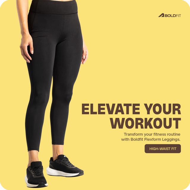 Boldfit Women's Yoga Pants Regular Tights Activewear | Black - XL