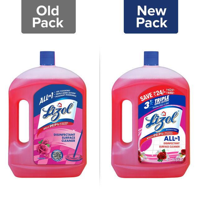 Lizol Disinfectant Surface & Floor Cleaner Liquid, Floral(2l) & Colin Glass Cleaner Pump 2X More Shine With Shine Boosters(500ml) Combo