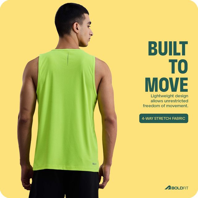 Boldfit Men's Vest Breathable Sando Gym Running Baniyan | Green - L