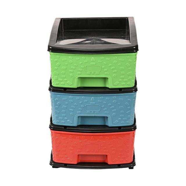 Kuber Industries 3-Tier Multipurpose Plastic Drawers Storage Organizer Rack | Multicolor