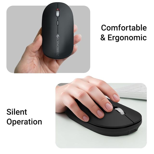 Zebronics Poise Rechargeable Wireless Mouse | Metallic Black