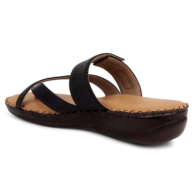 Trase Sleek Ortho Slippers For Womens - Black | 5 UK