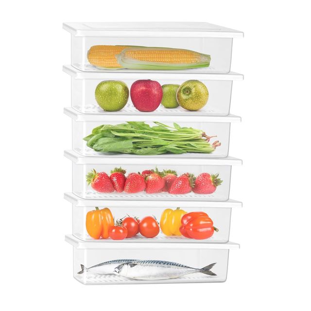 Milton Cryo Fridge Storage Container Set Of 6 | Vinyl Stickers & Removable Drain Plate |1500Ml