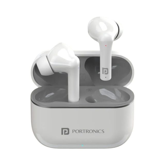 Portronics Harmonics Twins S6 TWS Earbuds - White | With 50Hrs Playtime | Auto ENC | Ipx4 | Fast Charge