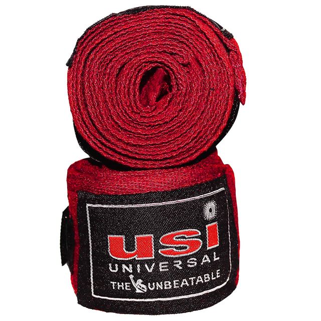 USI Universal Boxing Hand Wrap, 628C Stretchable Hand Wraps ( Pair Set, Red)