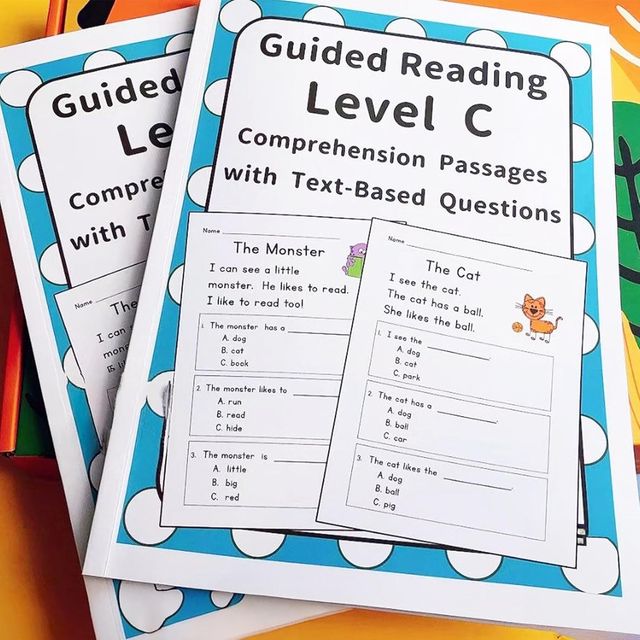 Kidology Guided Reading Level C - Comprehension Passages with Text-Based Questions, Practice Book
