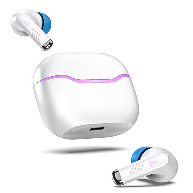 boAt Immortal 125 TWS Earbuds for Gaming w/ 40H Playtime, BEAST Mode & RGB LEDs (White Sabre)