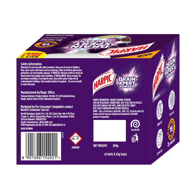 Harpic Drain Cleaner Powder | Sink & Pipe Cleaner For Drainage Block