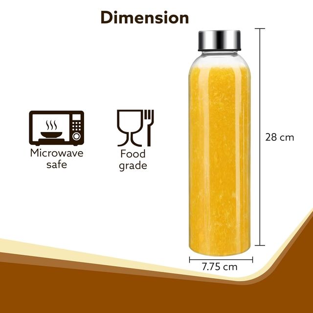 Agaro Elite Borosilicate Glass Bottles Pack of 3, 1L Each, Transparent, Hot & Cold
