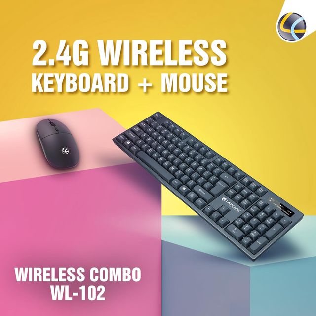 Lapcare Wl-102 Wireless Keyboard & High Precision Mouse 2.4Ghz Wireless With Nano Receiver Black