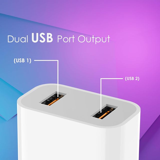 itel 181I Wall Adapter - Dual Output, Fast Charging,Compact Design & Free Type-C Cable(White)
